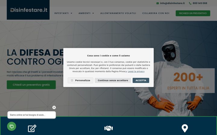 Captură de ecran a disinfestare.it