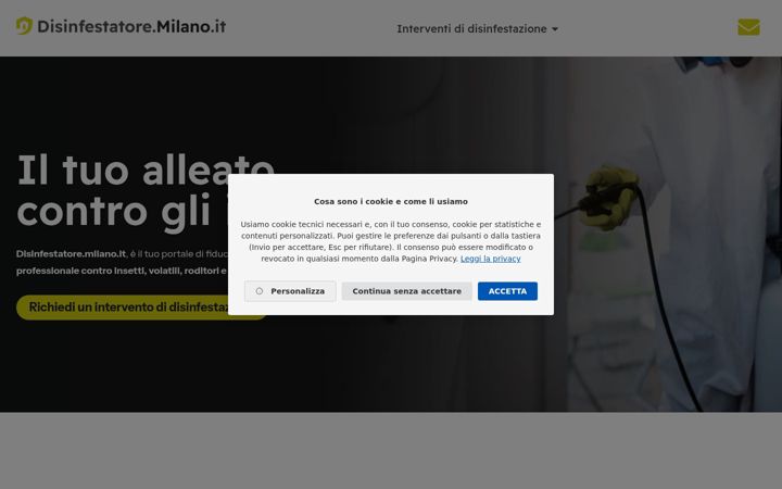 Screenshot of disinfestatore.milano.it