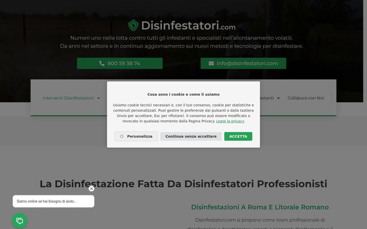Screenshot of disinfestatori.com