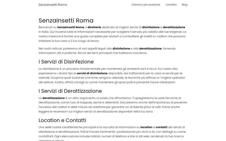 Captură de ecran a disinfestazione-derattizzazione-roma.it