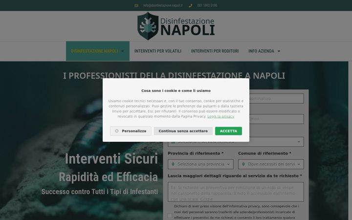 Captură de ecran a disinfestazione.napoli.it