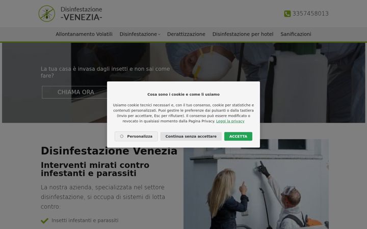 Captură de ecran a disinfestazione.venezia.it