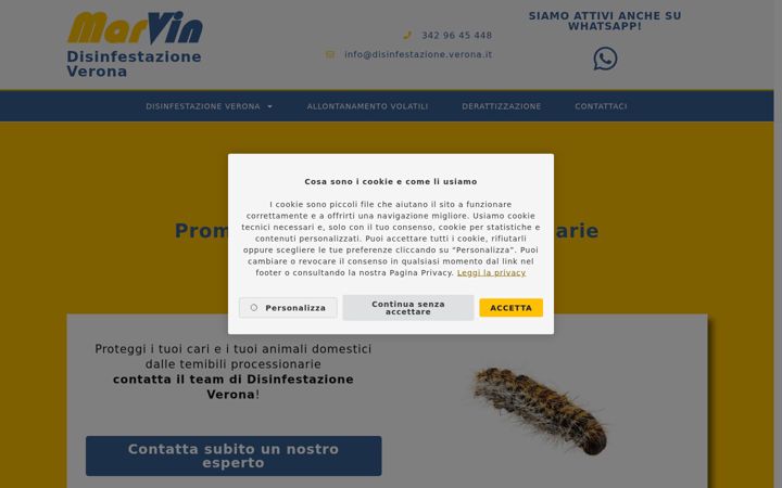Captură de ecran a disinfestazione.verona.it