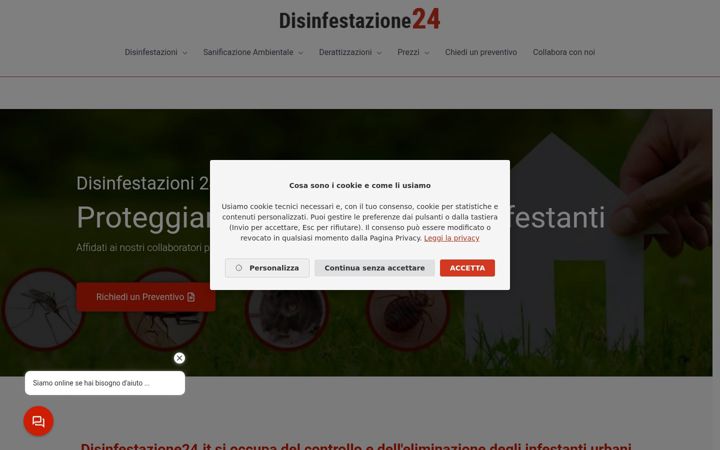 Captură de ecran a disinfestazione24.it