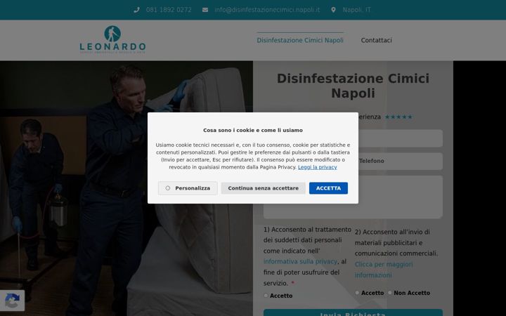 Screenshot of disinfestazionecimici.napoli.it