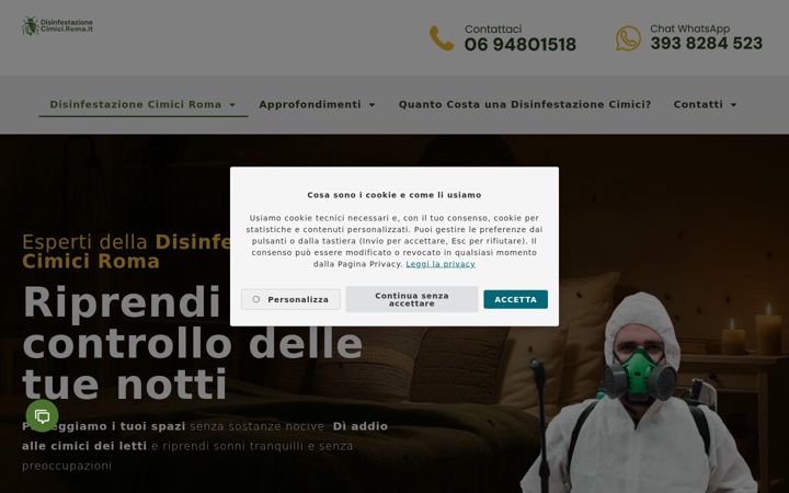 Screenshot of disinfestazionecimici.roma.it