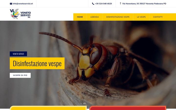Captură de ecran a disinfestazionevespepadova.it