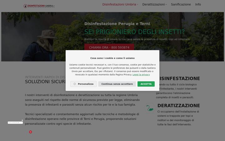 Captură de ecran a disinfestazioni-umbria.it