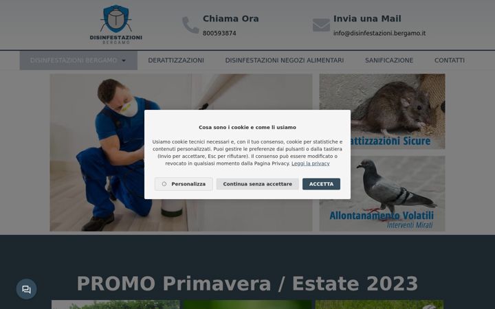 Captură de ecran a disinfestazioni.bergamo.it