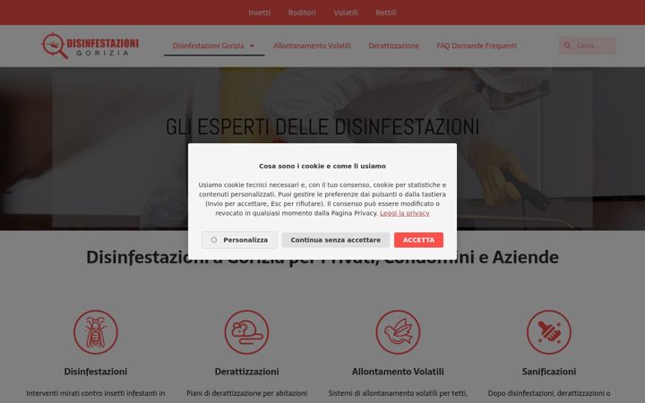 Captură de ecran a disinfestazioni.gorizia.it