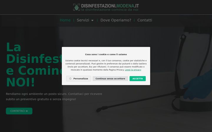 Captură de ecran a disinfestazioni.modena.it