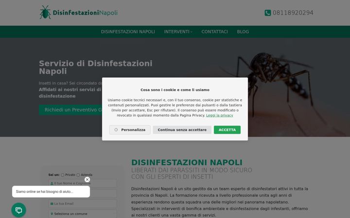 Captură de ecran a disinfestazioni.napoli.it