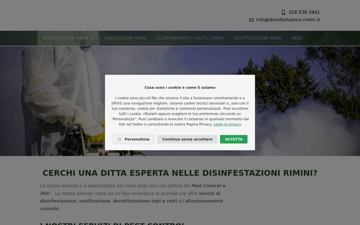 Captură de ecran a disinfestazioni.rimini.it