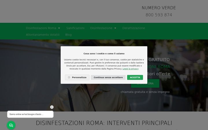 Captură de ecran a disinfestazioni.roma.it