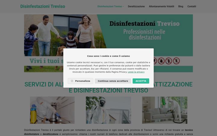 Captură de ecran a disinfestazioni.treviso.it