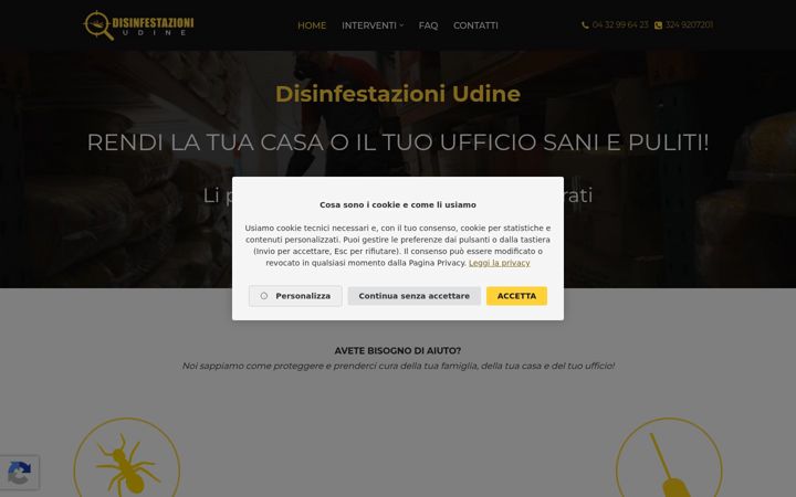 Captură de ecran a disinfestazioni.udine.it