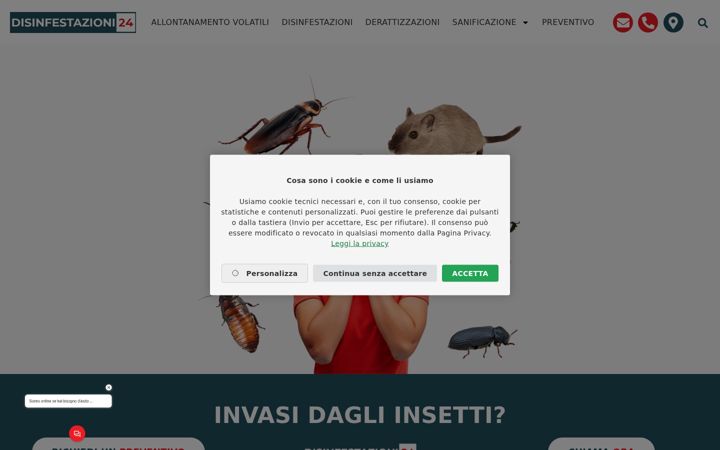 Captură de ecran a disinfestazioni24.it