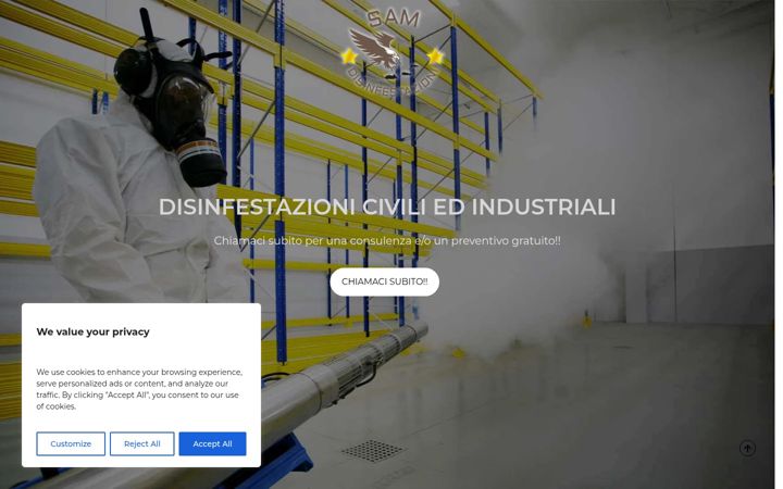 Captură de ecran a disinfestazionisam.it