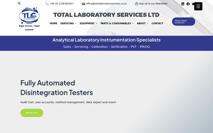 Екранна снимка на disintegrationtesters.co.uk