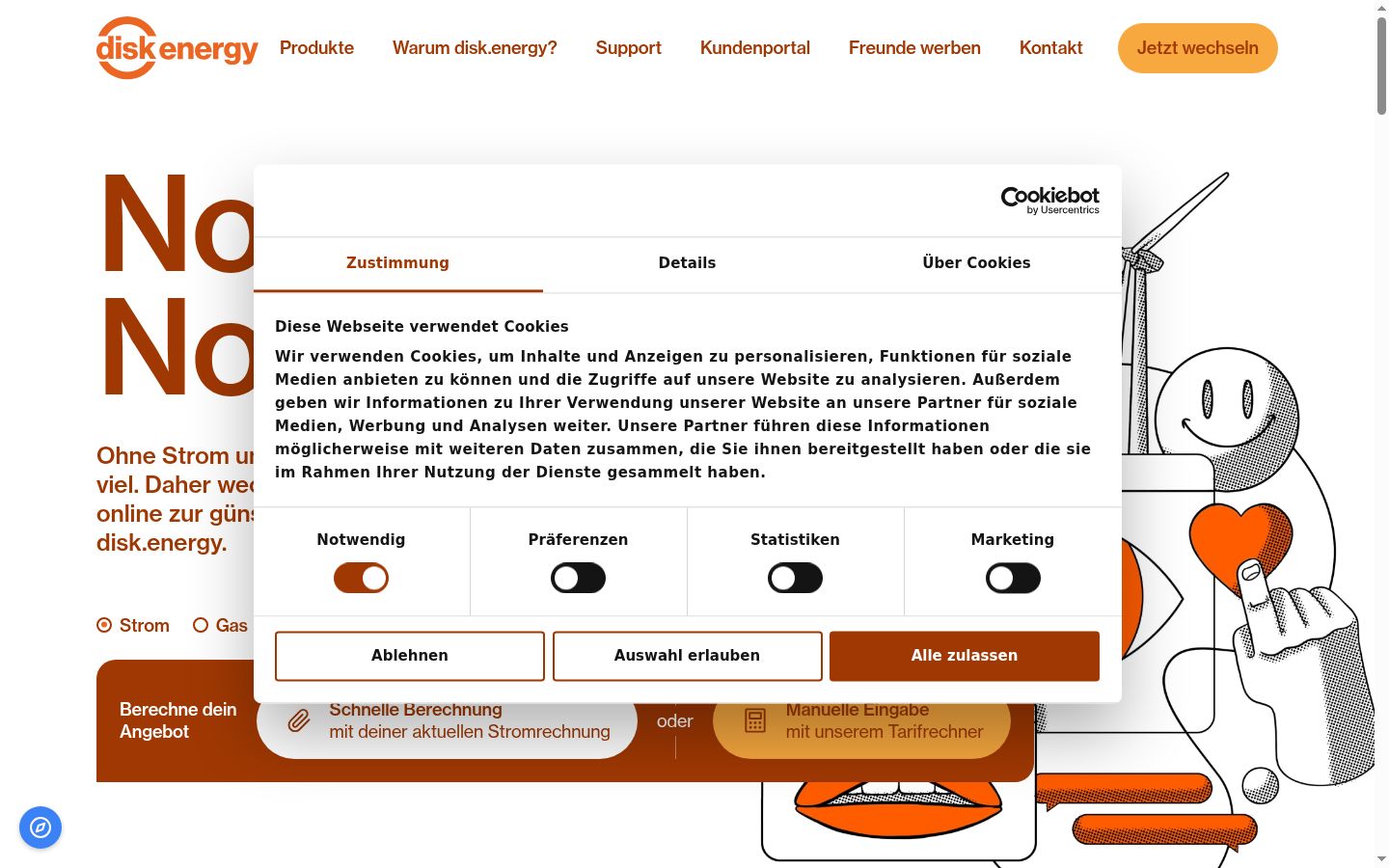 Screenshot of the consent banner shown before any interaction