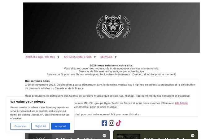 Screenshot of disktractionmusique.com