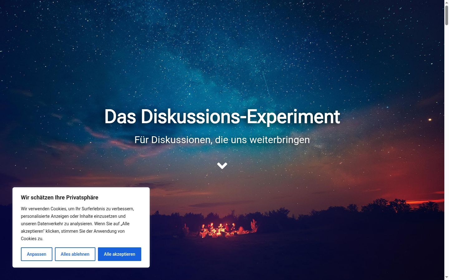 Screenshot of the consent banner shown before any interaction