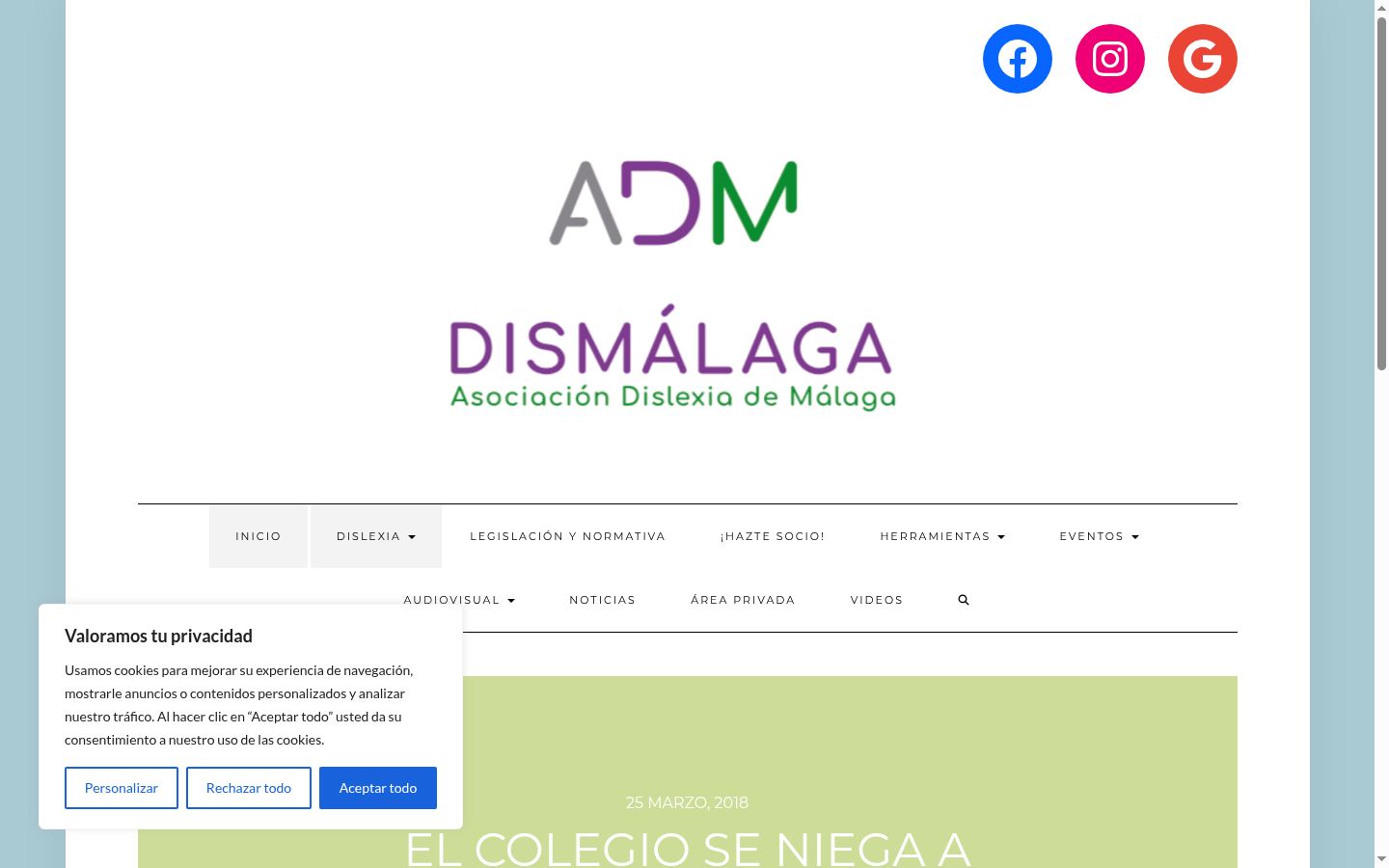 Screenshot del banner di consenso mostrato prima di qualsiasi interazione