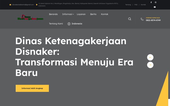 Screenshot of disnakerkabbantul.com