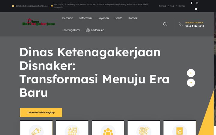 Screenshot of disnakerkabbengkayang.com