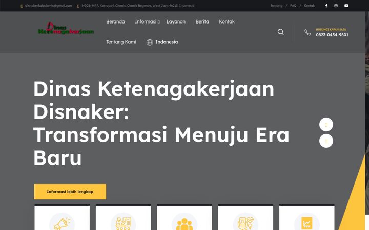 Screenshot of disnakerkabciamis.com