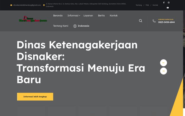 Screenshot of disnakerkabdeliserdang.com