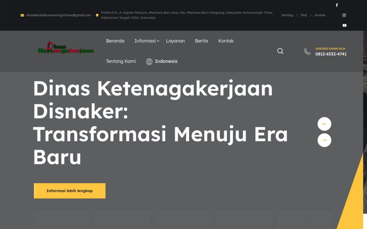 Screenshot of disnakerkabkotawaringintimur.com