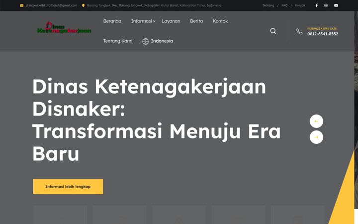 Screenshot of disnakerkabkutaibarat.com