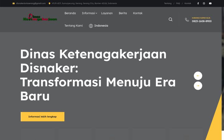 Screenshot of disnakerkotaserang.com