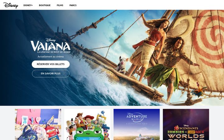 Zrzut ekranu disney.fr