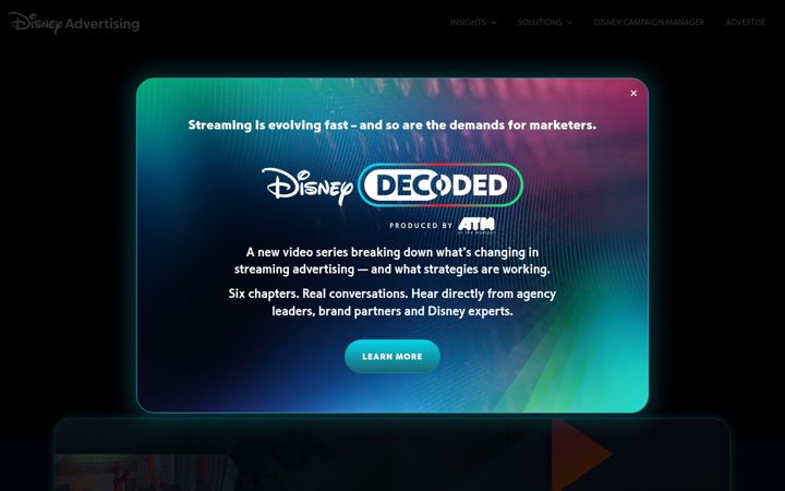 Screenshot von disneyadvertising.com
