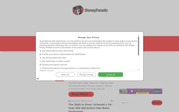 Screenshot of disneyfanatic.com