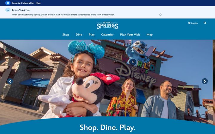 Screenshot of disneysprings.com