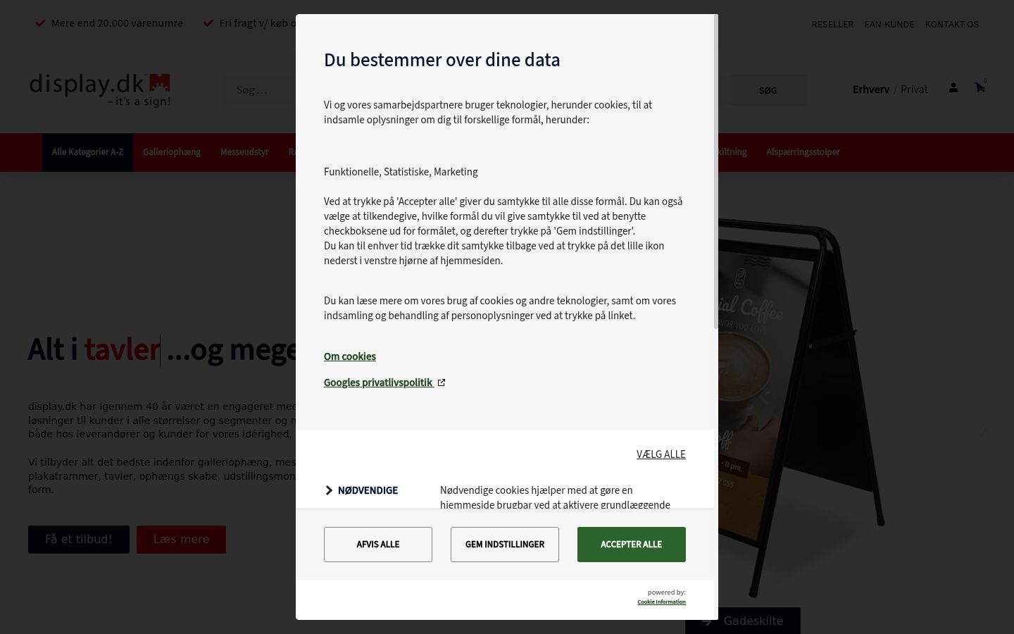 Screenshot van de toestemmingsbanner zoals getoond vóór enige interactie