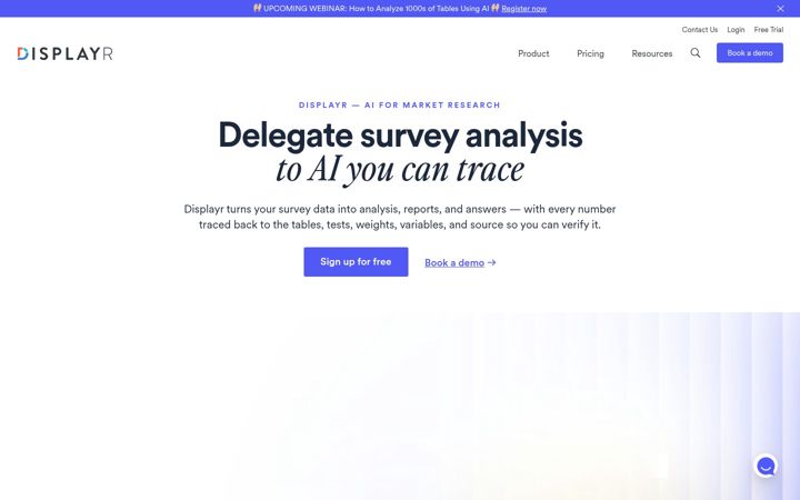 Screenshot of displayr.com