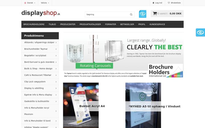 Posnetek zaslona displayshop.dk