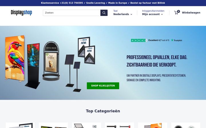 Screenshot von displayshop.nl