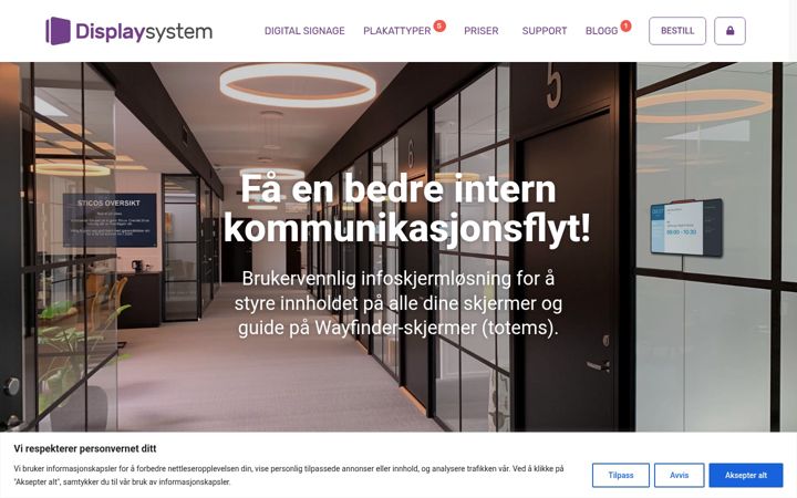 Екранна снимка на displaysystem.no