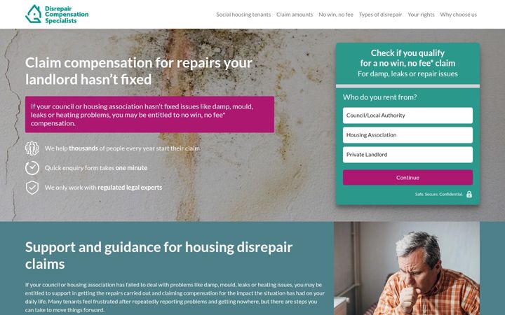 Zrzut ekranu disrepaircompensation.co.uk