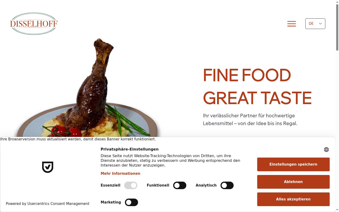 Screenshot of the consent banner shown before any interaction