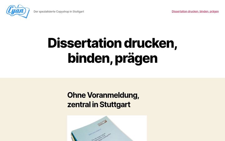 Screenshot of dissertation-drucken-binden-stuttgart.de