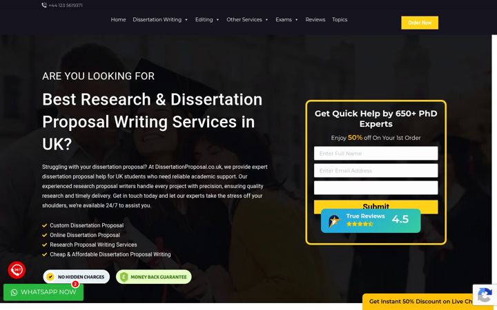 Screenshot di dissertationproposal.co.uk