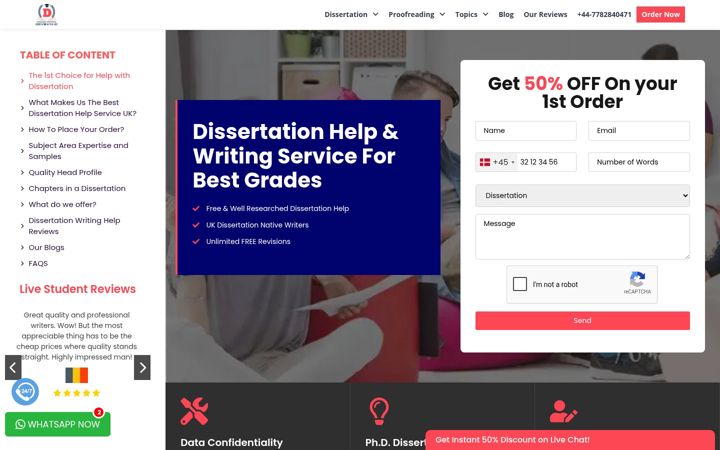 Screenshot of dissertationwritinghelp.uk