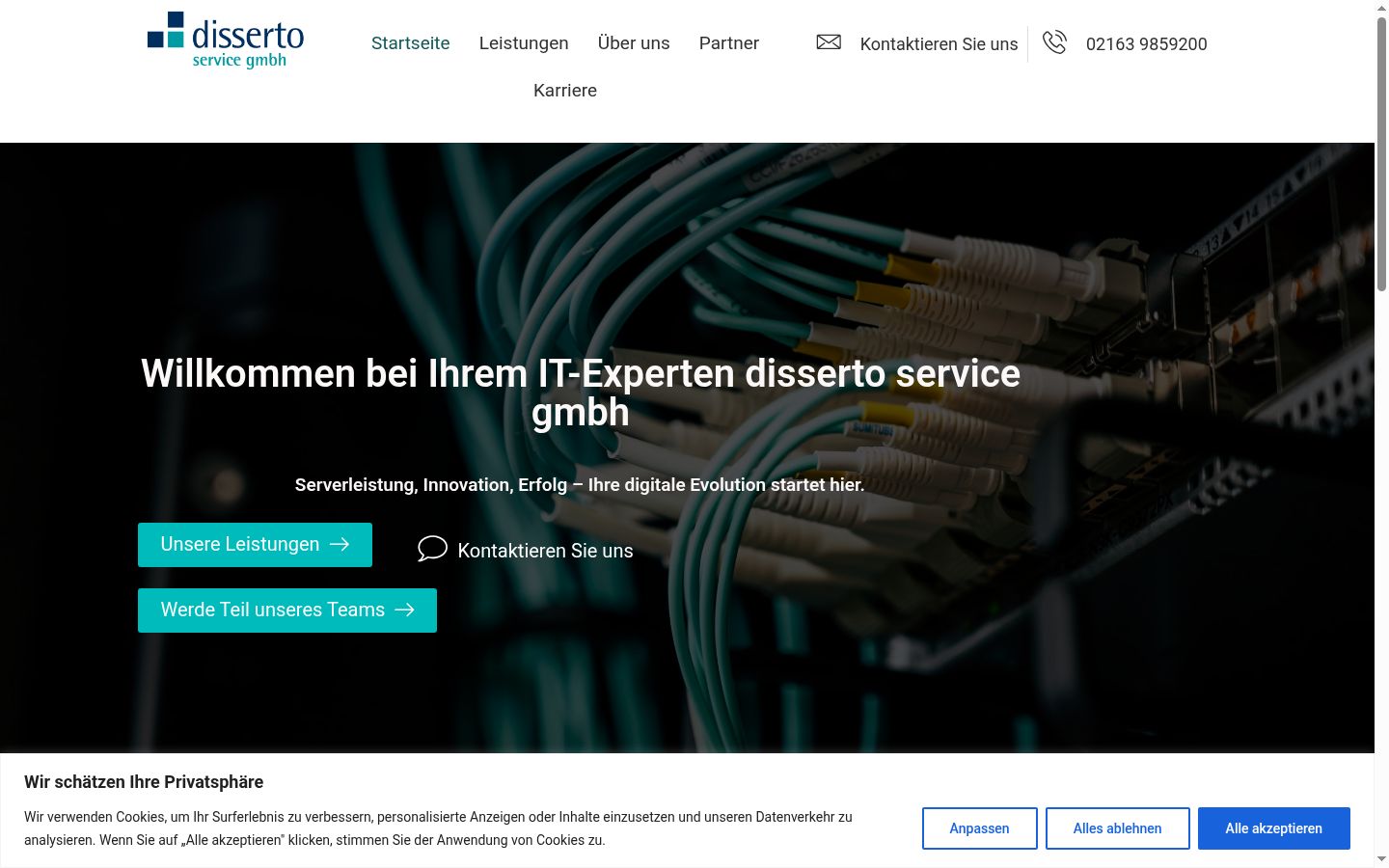 Screenshot of the consent banner shown before any interaction