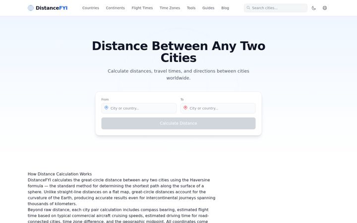 Képernyőkép: distancefyi.com